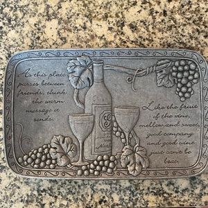 Vtg USA Carson States Metal Handcrafted Friendship Wine Cheese & Crackers Plate